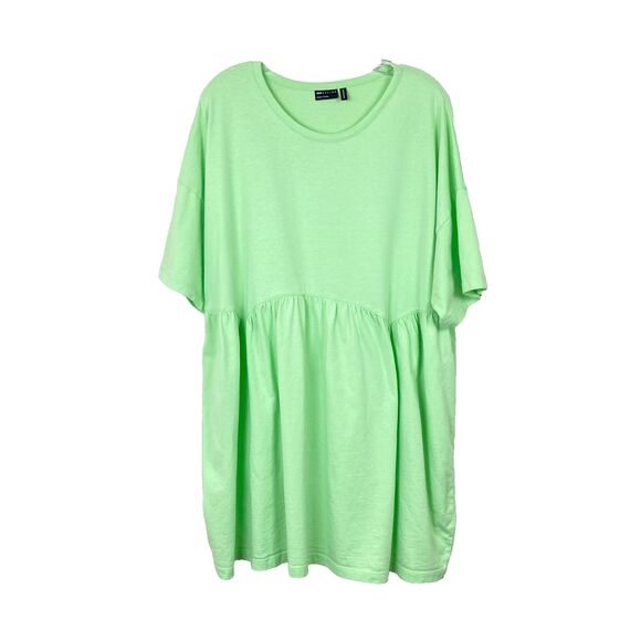 ASOS Womens Mini Smock Dress Size 14 Green Relaxed Fit High Waist Tee Shirt - Picture 1 of 7